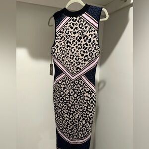NWT Vince Camuto Knit Animal Print Sleeveless Bodycon Sheath Dress Size Medium